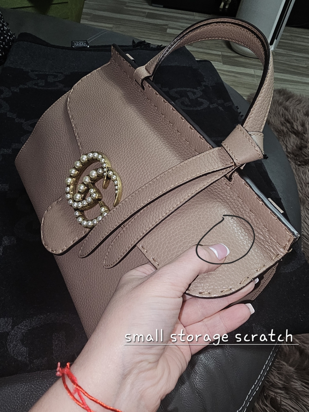 Gucci Pearl Double G Top Handle Bag in Taupe - Picture 13 of 16